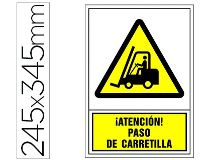 Pictograma PVC 245x345mm. ¡ATENCIÓN! PASO DE CARRETILLA